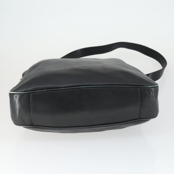 GUCCI Bamboo Shoulder Bag Leather 2way Black Gold Auth ep13051