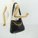 GUCCI Bamboo Shoulder Bag Leather 2way Black Gold Auth ep13051-23