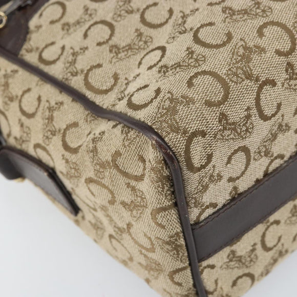 CELINE C Sulky Shoulder Bag Canvas Beige Gold Auth ep13052