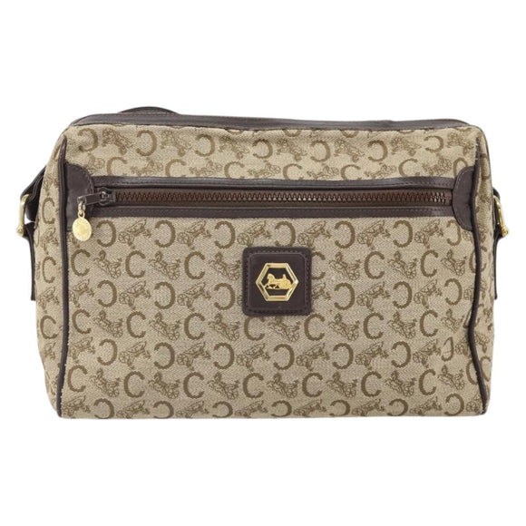 CELINE C Sulky Shoulder Bag Canvas Beige Gold Auth ep13052