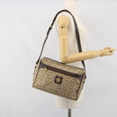 CELINE C Sulky Shoulder Bag Canvas Beige Gold Auth ep13052-23