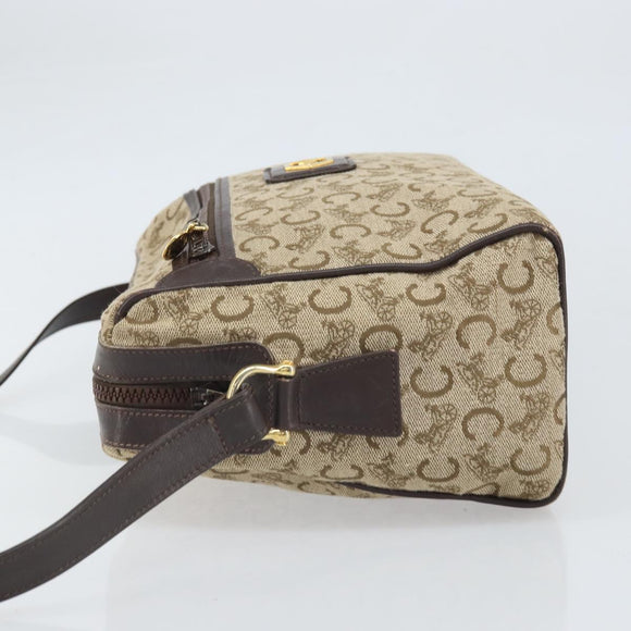 CELINE C Sulky Shoulder Bag Canvas Beige Gold Auth ep13052
