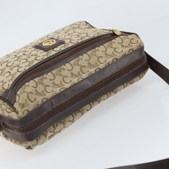 CELINE C Sulky Shoulder Bag Canvas Beige Gold Auth ep13052