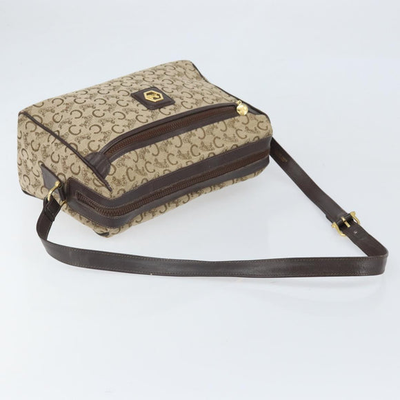 CELINE C Sulky Shoulder Bag Canvas Beige Gold Auth ep13052