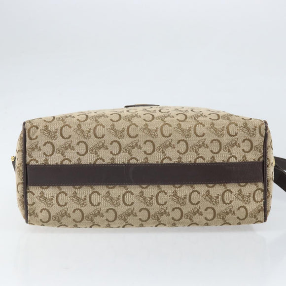 CELINE C Sulky Shoulder Bag Canvas Beige Gold Auth ep13052