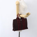 HERMES Fourre Tout PM Hand Bag Canvas Bordeaux Silver Auth ep13053-21