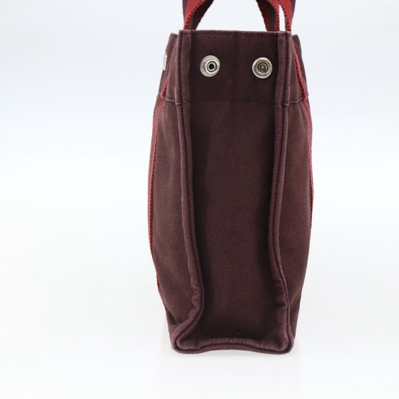 HERMES Fourre Tout PM Hand Bag Canvas Bordeaux Silver Auth ep13053