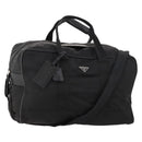 PRADA Boston Bag Nylon 2way Black Silver Auth ep13054-1