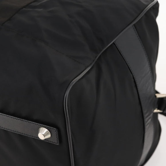 PRADA Boston Bag Nylon 2way Black Silver Auth ep13054