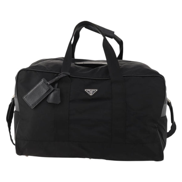 PRADA Boston Bag Nylon 2way Black Silver Auth ep13054