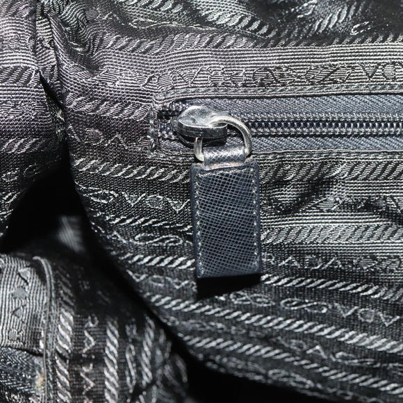 PRADA Boston Bag Nylon 2way Black Silver Auth ep13054