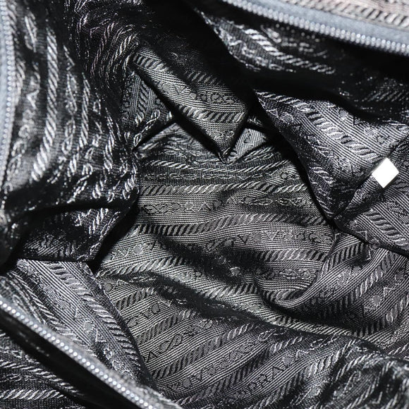 PRADA Boston Bag Nylon 2way Black Silver Auth ep13054