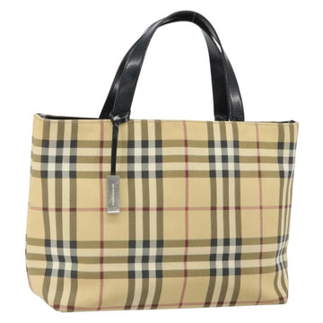 BURBERRY Nova Check Hand Bag PVC Leather Beige Auth ep13062