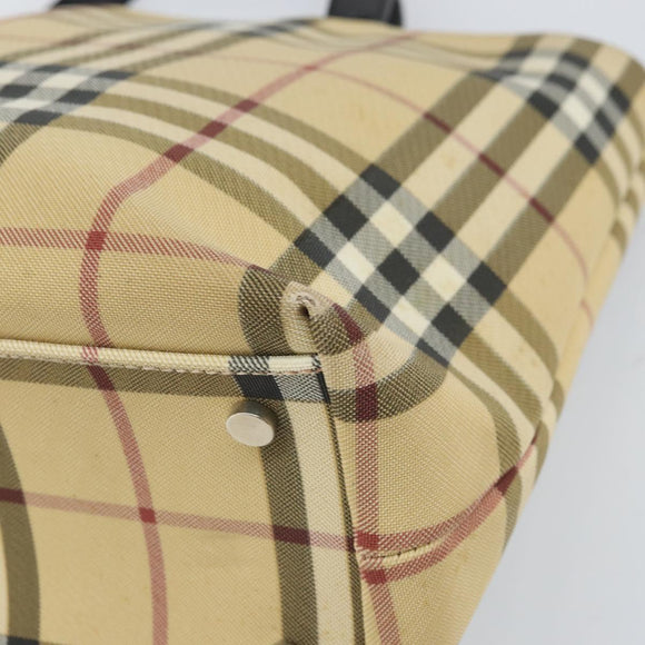 BURBERRY Nova Check Hand Bag PVC Leather Beige Auth ep13062