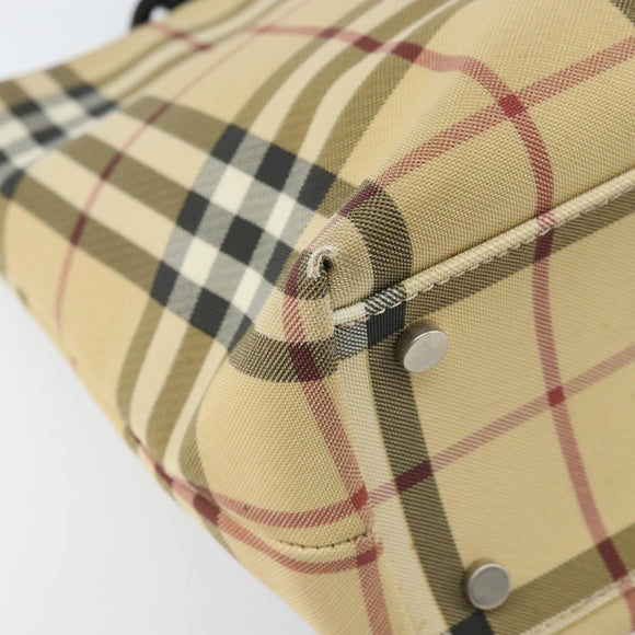 BURBERRY Nova Check Hand Bag PVC Leather Beige Auth ep13062