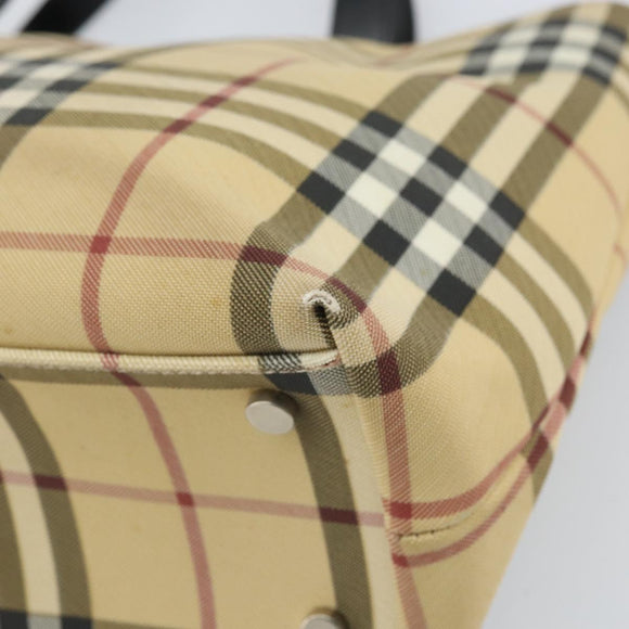 BURBERRY Nova Check Hand Bag PVC Leather Beige Auth ep13062