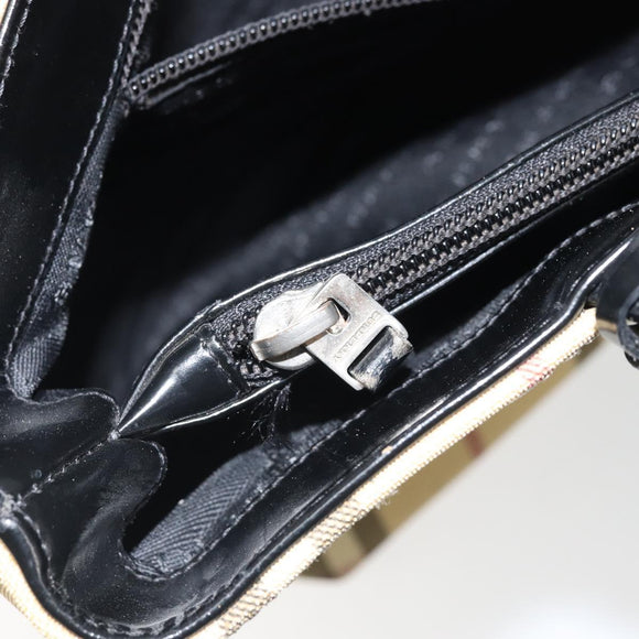 BURBERRY Nova Check Hand Bag PVC Leather Beige Auth ep13062