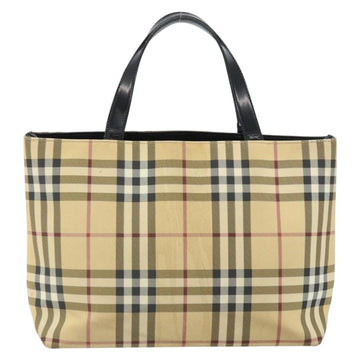 BURBERRY Nova Check Hand Bag PVC Leather Beige Auth ep13062 - 0