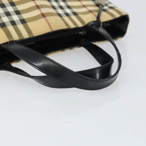 BURBERRY Nova Check Hand Bag PVC Leather Beige Auth ep13062
