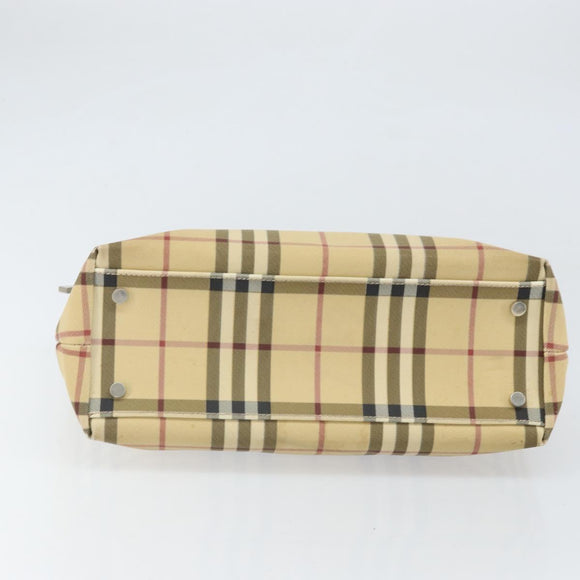 BURBERRY Nova Check Hand Bag PVC Leather Beige Auth ep13062