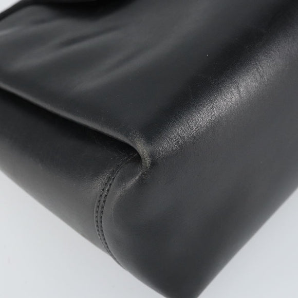 GUCCI Shoulder Bag Leather Black Gold Auth ep13065