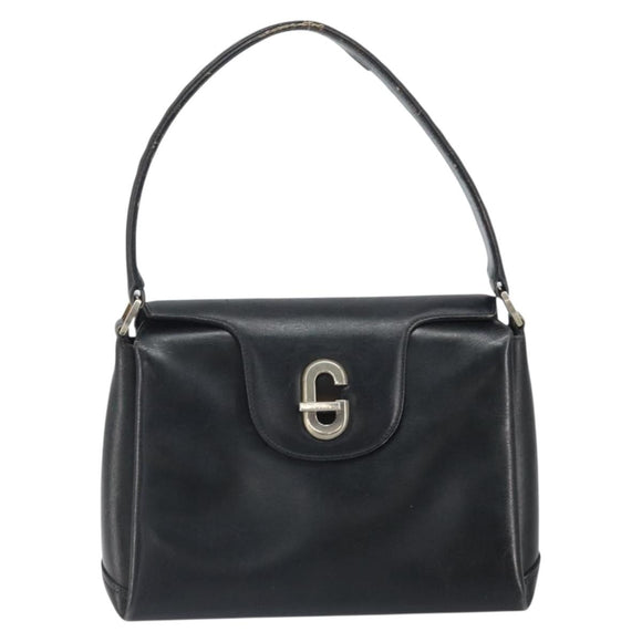 GUCCI Shoulder Bag Leather Black Gold Auth ep13065