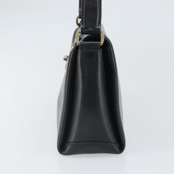 GUCCI Shoulder Bag Leather Black Gold Auth ep13065
