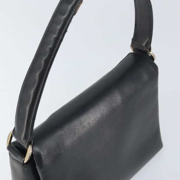 GUCCI Shoulder Bag Leather Black Gold Auth ep13065