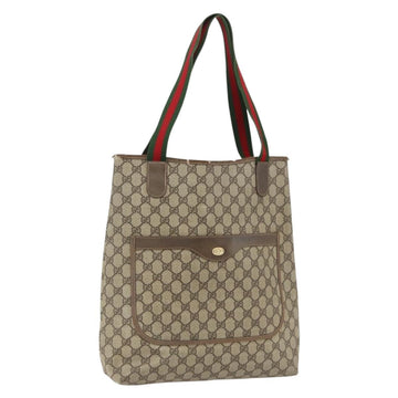 GUCCI GG Supreme Web Sherry Line Tote Bag PVC Beige Red Auth ep13066