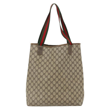 GUCCI GG Supreme Web Sherry Line Tote Bag PVC Beige Red Auth ep13066 - 0