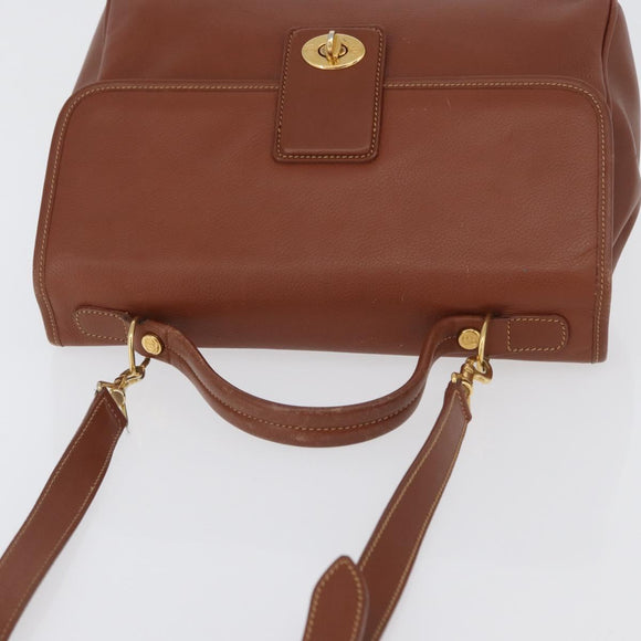 GUCCI Hand Bag Leather 2way Brown Gold 000 101 0274 Auth ep13069