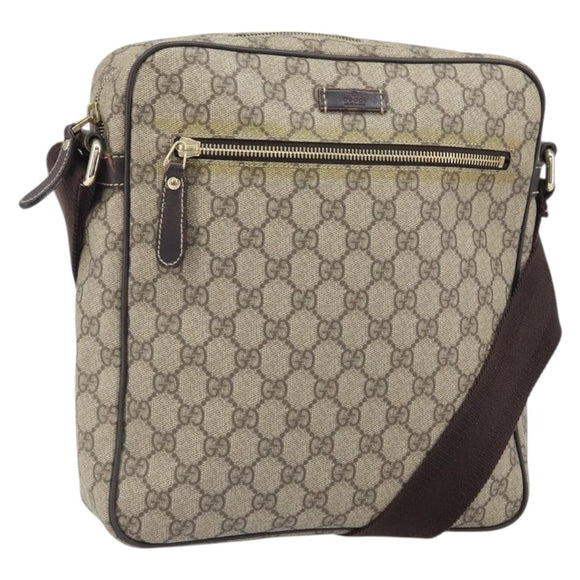 GUCCI GG Supreme Umhängetasche PVC Beige Gold 201448 Auth ep13070