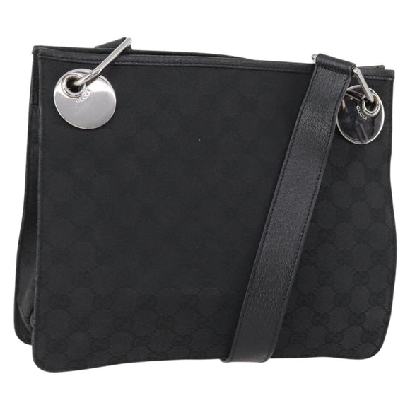 GUCCI GG Canvas Shoulder Bag Black Silver 120841 Auth ep13072