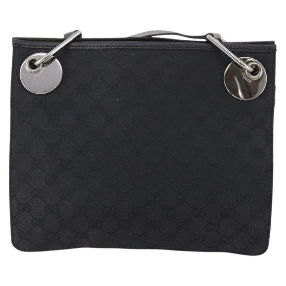GUCCI GG Canvas Shoulder Bag Black Silver 120841 Auth ep13072