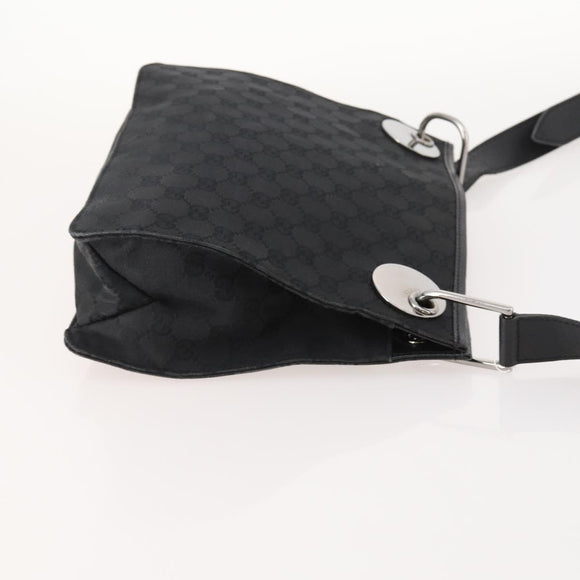 GUCCI GG Canvas Shoulder Bag Black Silver 120841 Auth ep13072