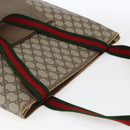 GUCCI GG Supreme Web Sherry Line Tote Bag PVC Beige Red Auth ep13075-6
