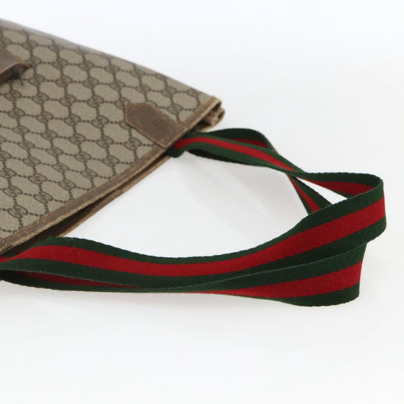 GUCCI GG Supreme Web Sherry Line Tote Bag PVC Beige Red Auth ep13075