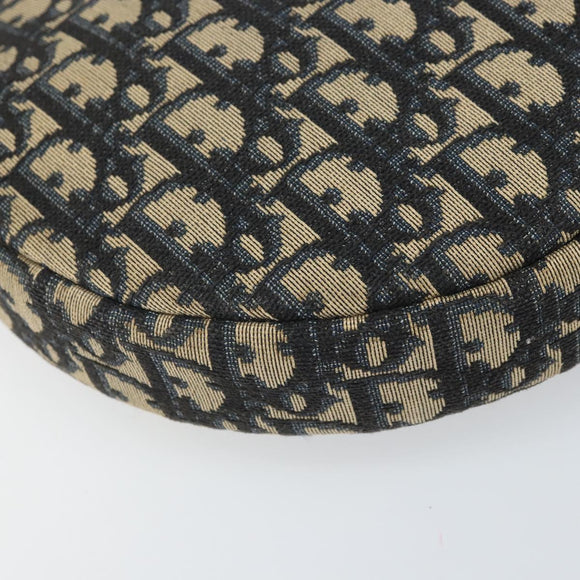 Christian Dior Trotter Canvas Shoulder Bag Navy Gold Auth ep13080