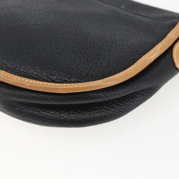 GUCCI Shoulder Bag Leather Black Gold Auth ep13083