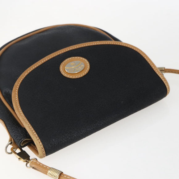 GUCCI Shoulder Bag Leather Black Gold Auth ep13083