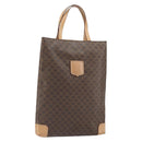CELINE Macadam Canvas Hand Bag PVC Leather Brown Gold Auth ep13084-1