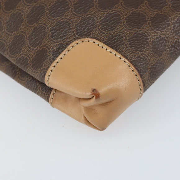CELINE Macadam Canvas Hand Bag PVC Leather Brown Gold Auth ep13084