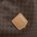 CELINE Macadam Canvas Hand Bag PVC Leather Brown Gold Auth ep13084-10