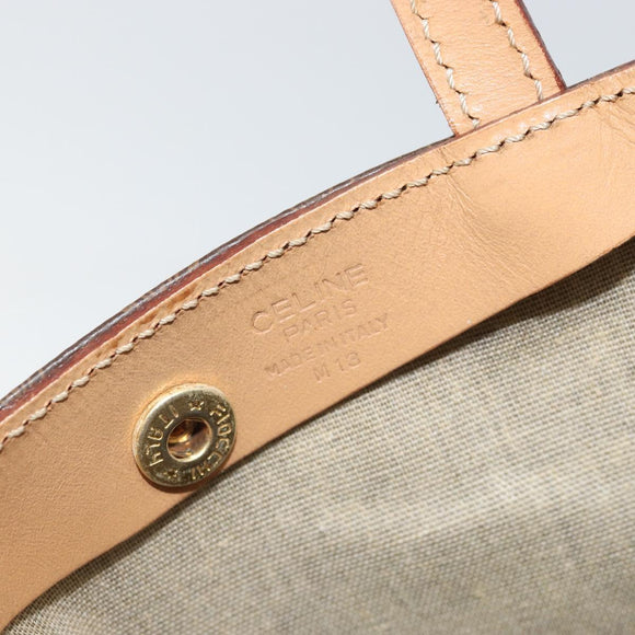 CELINE Macadam Canvas Hand Bag PVC Leather Brown Gold Auth ep13084
