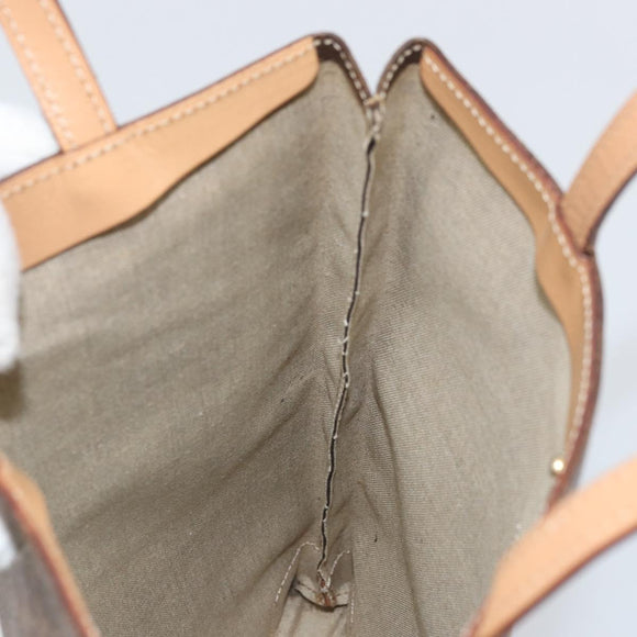 CELINE Macadam Canvas Hand Bag PVC Leather Brown Gold Auth ep13084