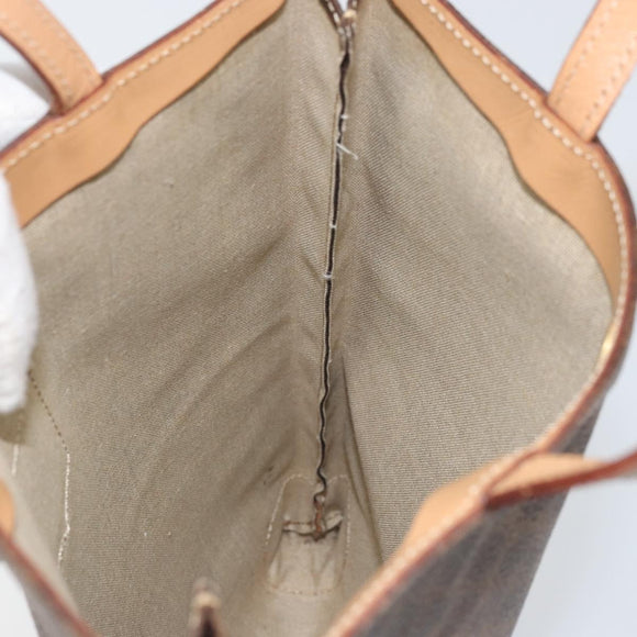 CELINE Macadam Canvas Hand Bag PVC Leather Brown Gold Auth ep13084