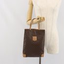 CELINE Macadam Canvas Hand Bag PVC Leather Brown Gold Auth ep13084-19