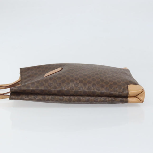 CELINE Macadam Canvas Hand Bag PVC Leather Brown Gold Auth ep13084