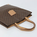 CELINE Macadam Canvas Hand Bag PVC Leather Brown Gold Auth ep13084-6
