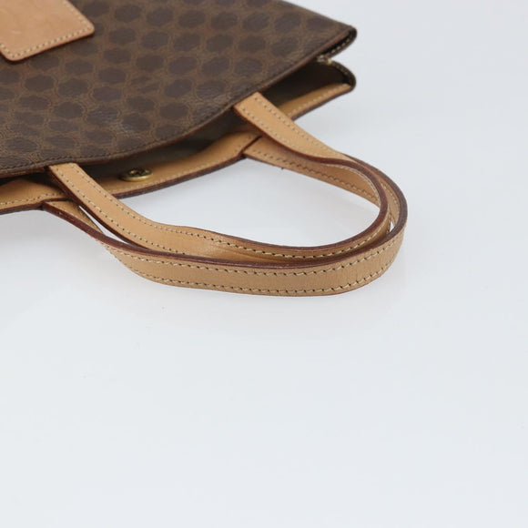 CELINE Macadam Canvas Hand Bag PVC Leather Brown Gold Auth ep13084